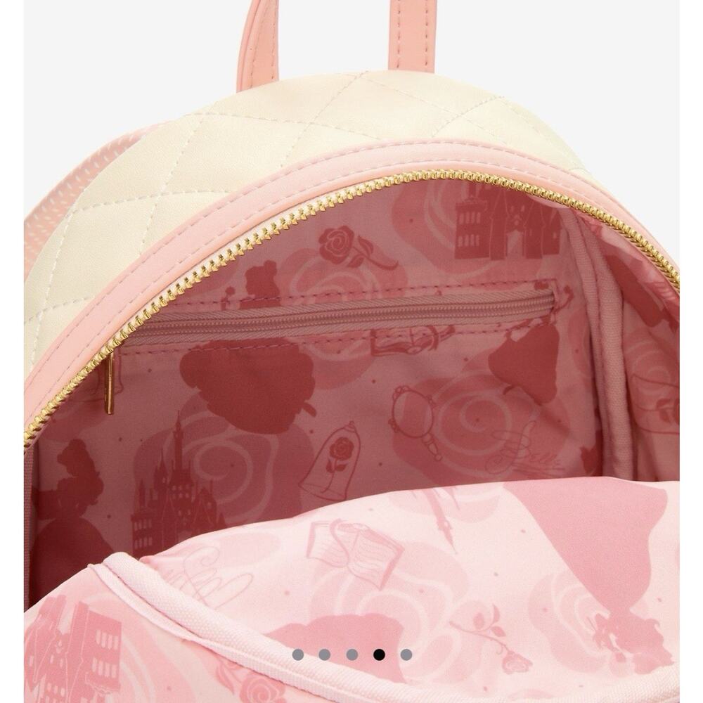 Loungefly Disney Beauty and The Beast Quilted Belle Mini Backpack Wallet Set - Picture 9 of 9